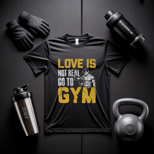Love Is Not Real Go To Gym Fitness T-Shirt | Unisex Gym Tee